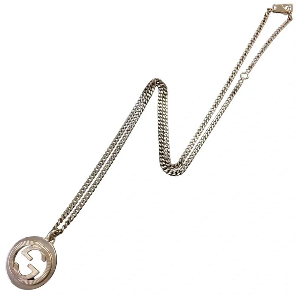 Authentic GUCCI Interlocking G Silver 925 Pendant Necklace